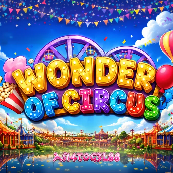 Tampilan visual slot Wonder of Circus dengan tema sirkus yang penuh warna